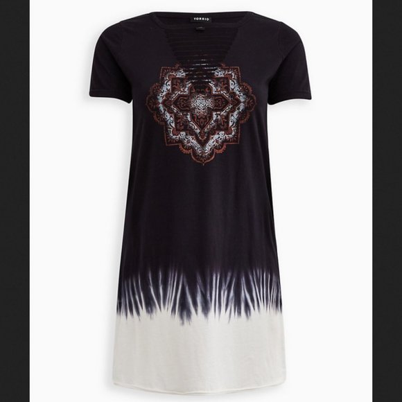 Torrid Cotton Dip Dye Slashed T-Shirt Dress, Plus size 2X(18-20) - Picture 2 of 4